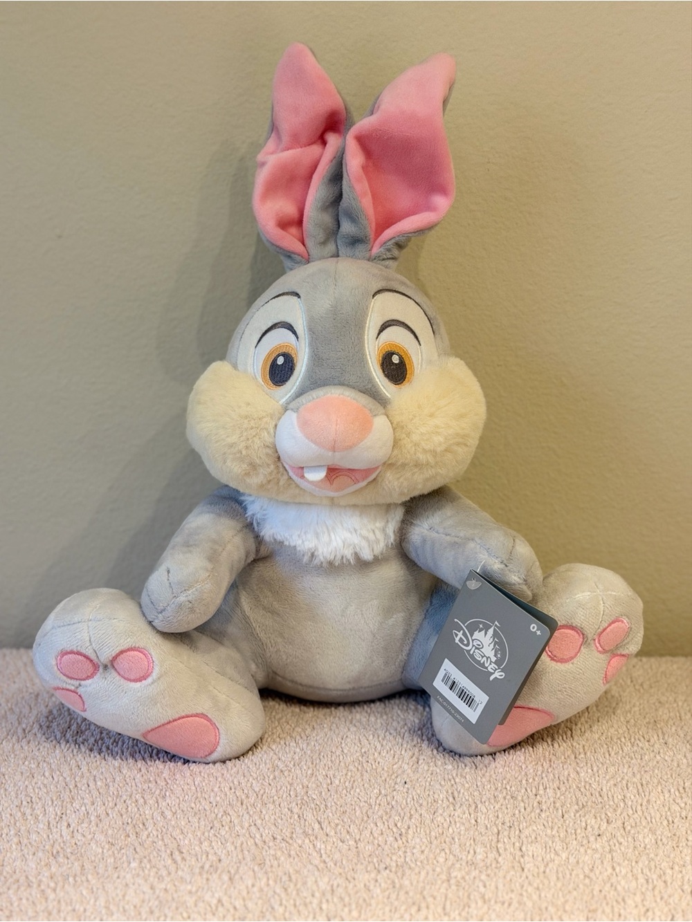Disney Thumper Plush Bunny - Gray & Pink Soft Stuffed Animal